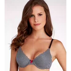 Maidenform Demi Coverage T-Shirt Bra One Fab Fit‎ Black Stripe Womens 34DD NWT